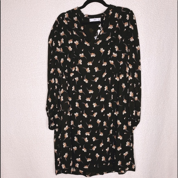 {Mango} black long sleeve printed dress - Picture 2 of 10